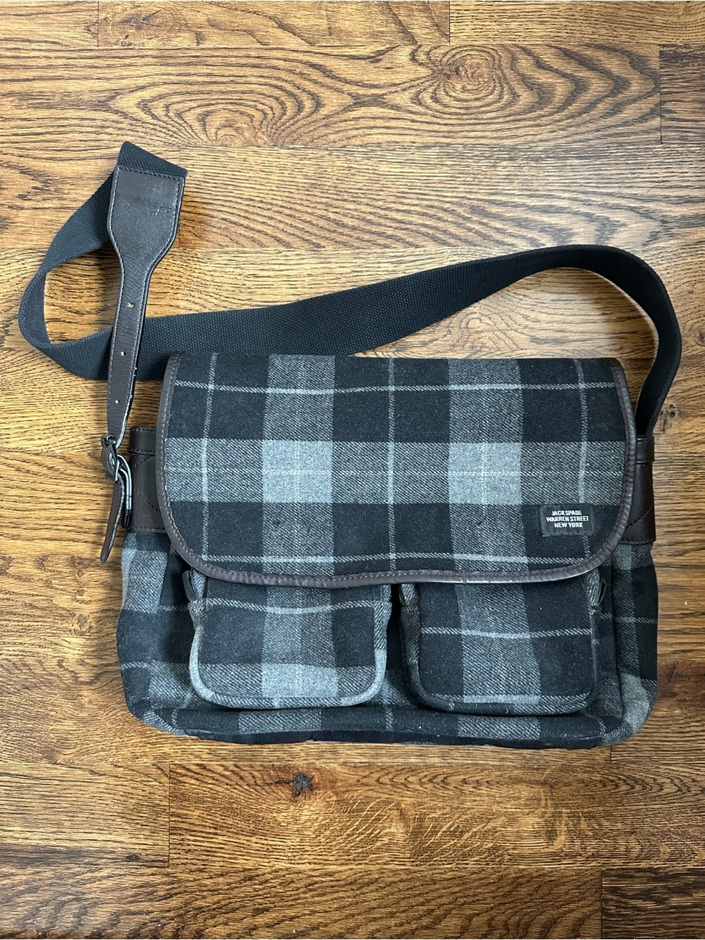 Jack Spade Tartan Wool Messenger Bag